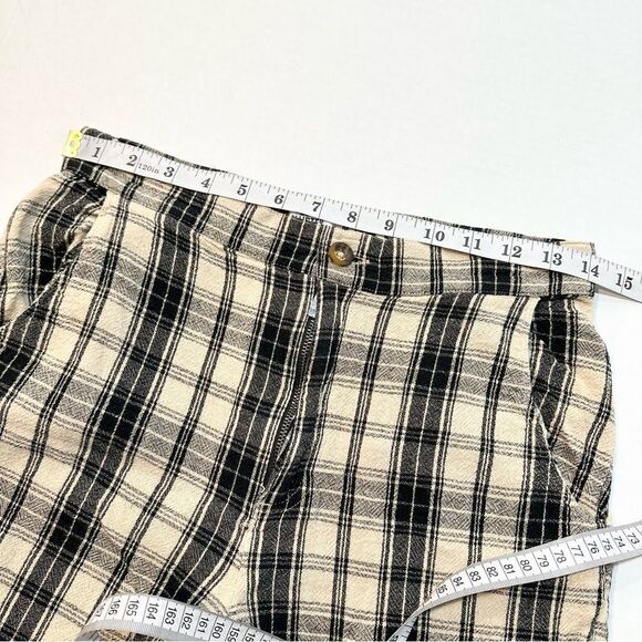 Hollister Ultra High Rise Pants Tan Brown Plaid Cropped Wide Leg Size M - Picture 11 of 13
